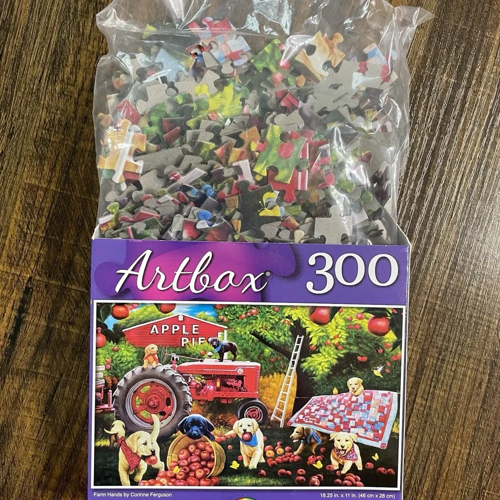 2 Puzzles Balloons Farm Hands Dogs Apples 300 Pc Jigsaw Cra Z Art New Puzzlebug
